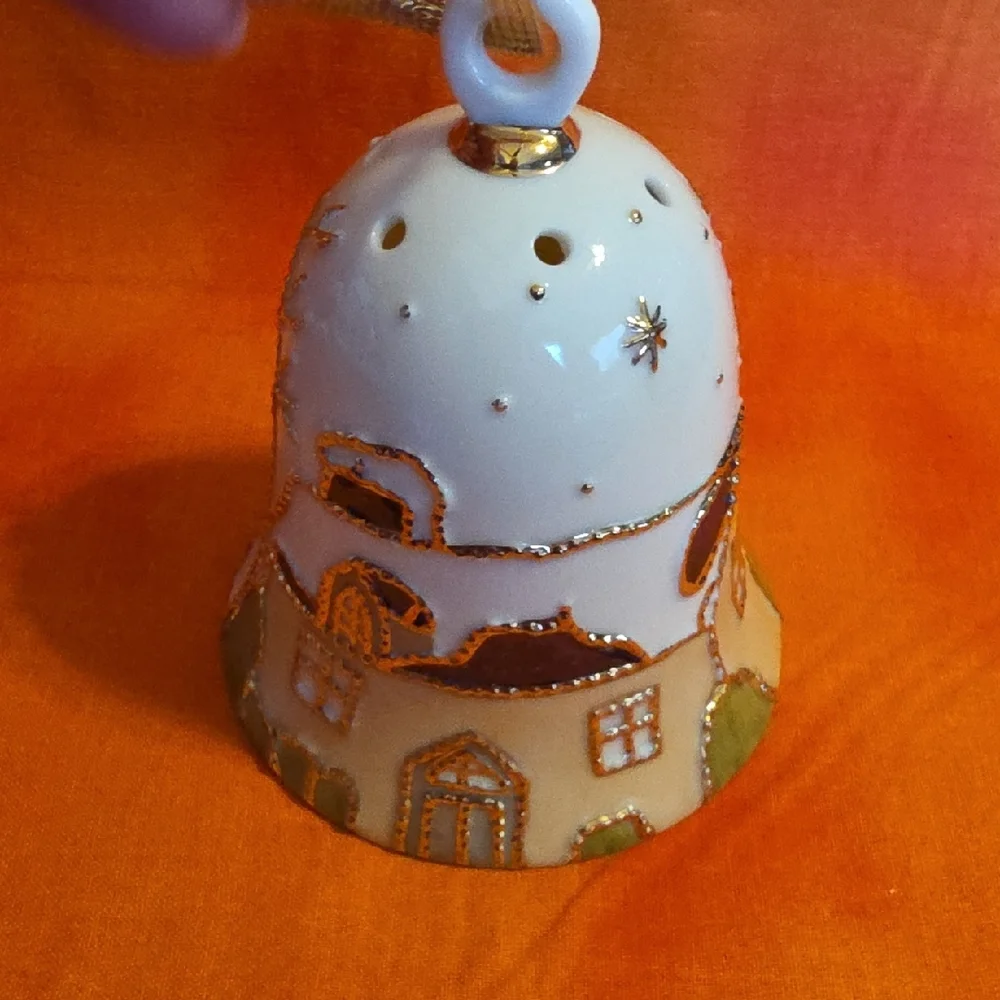 Holiday Ceramic Bell Shaped Scent Ball Ornament